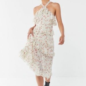 NWT UO Tiered Ruffle Cross-Back Midi Floral Dress